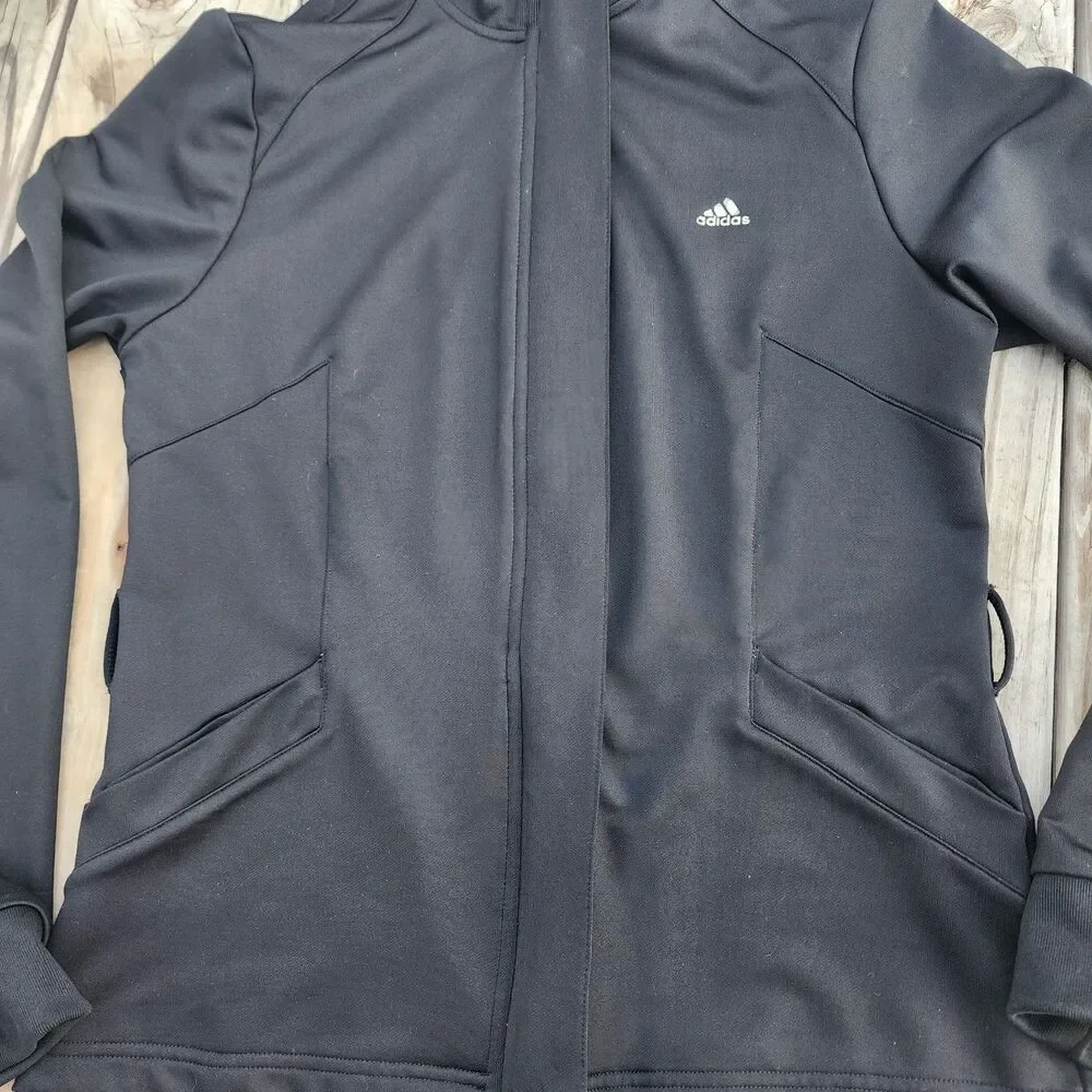 Black Womens Adidas Sz Medium Clima365 Full Zip Track Running Training Jacket